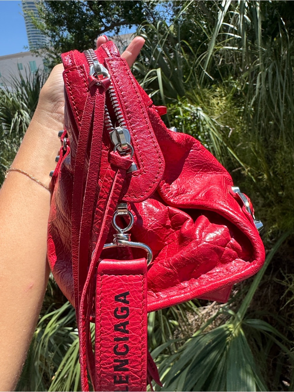 Balenciaga City Bag Red Leather Silver Hardware w/strap & mirror + COA - Picture 13 of 13
